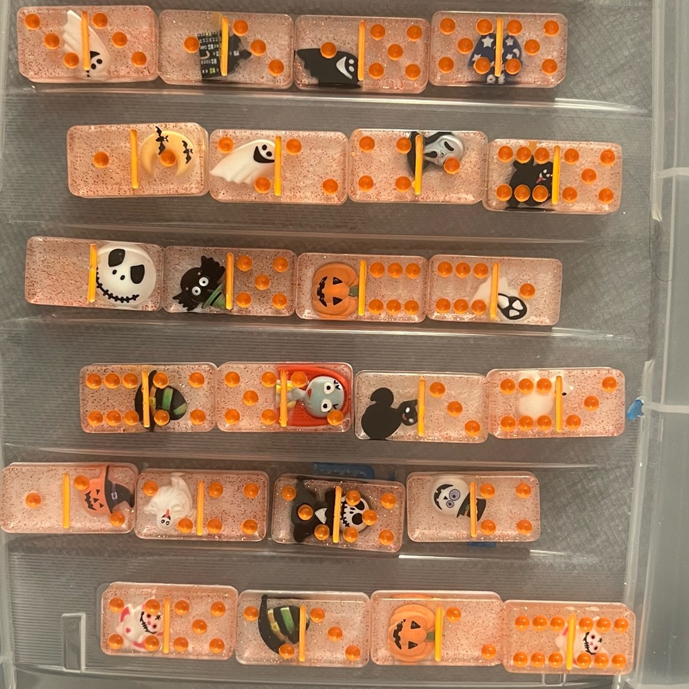 Halloween Themed Domino Set with Orange Accents